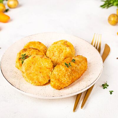 Котлета по-киевски с картофельными оладьями в У Палыча. С пылу, с жару! по цене 439 ₽