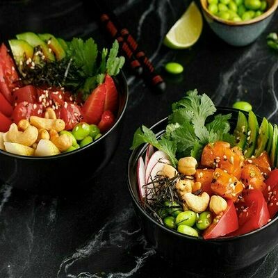 Поке с тунцом и лососем в Баклажан в ТЦ 