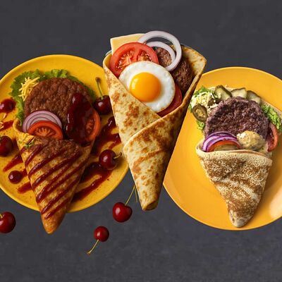 Бургер-комбо (Бургер, Маффин и Мамба) в Mистер Блин по цене 1745 ₽