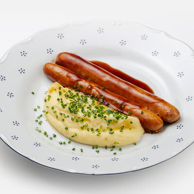 Куриные купаты с картофельным пюрев Begin cafe по цене 810 ₽