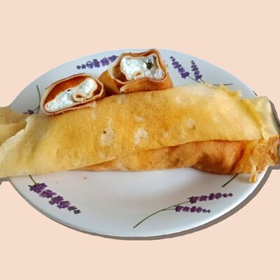 Творог и лимонные дольки в Блинчик по цене 90 ₽