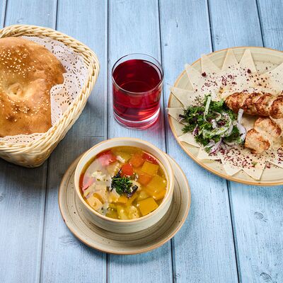 Обед с Овощным супом и Люля курица в Бакинский бульвар по цене 700