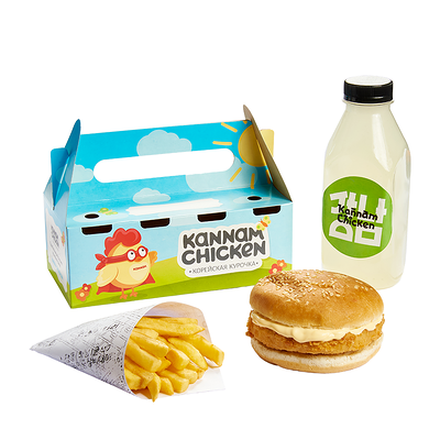 Кидс комбо юниор бургер и фри в KANNAM CHICKEN по цене 674 ₽