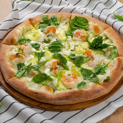 Пицца Креветки с цукини и соусом песто в Пицца Queen по цене 958 ₽