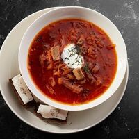 Борщ с гренками и салом в Anooka