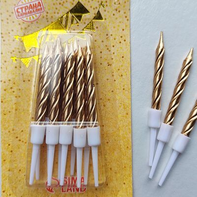 Свечи в торт (10 шт) золотые в Ваш торт по цене 149 ₽