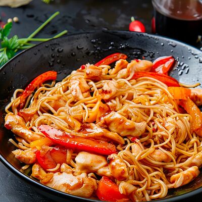 Wok с курицей в ЛЕТО семейное кафе по цене 450 ₽