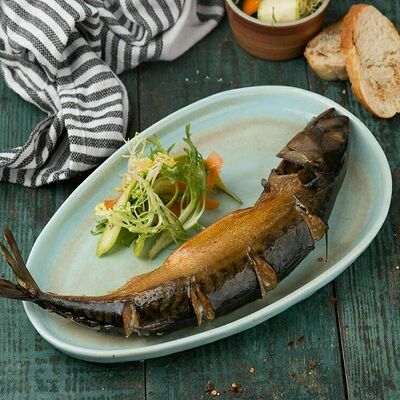 Скумбрия горячего копчения с овощами в Баклажан в ТЦ 