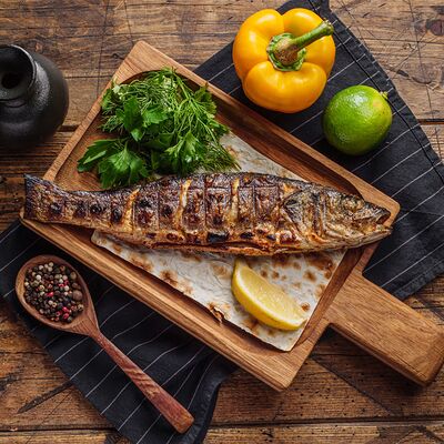 Сибас на мангале в Пельмения по цене 1628 ₽