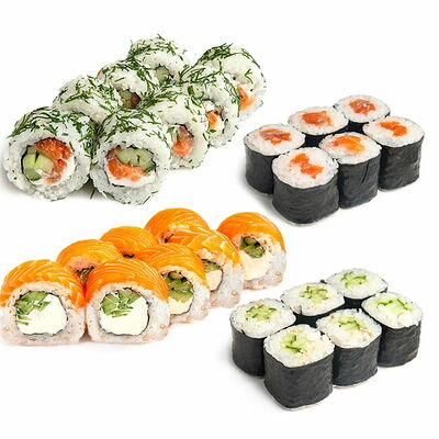 Сет Вкусный лосось в Некруглая пицца и роллы по цене 1575 ₽