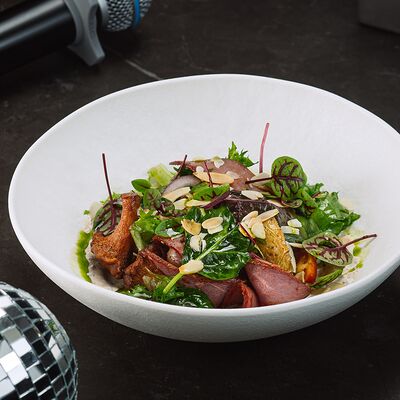 Салат Деревенский с копченой уткой и сметанным соусом в Интонация по цене 825 ₽