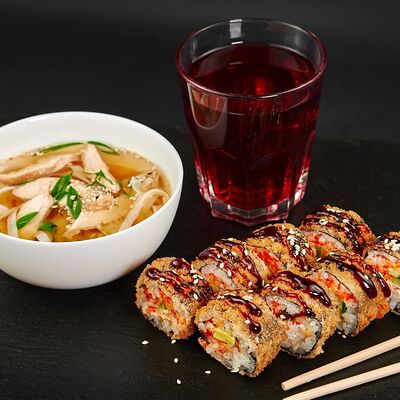 Обед поке/роллы и суп и чай в Суши муши по цене 349 ₽