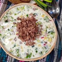 Окрошка с телятиной на кефире в Корчма