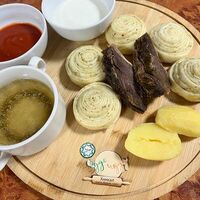 Слоеный хинкал с сушеным мясом в Чудочуду
