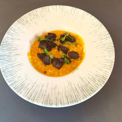 Тыквенное ризотто с куриной печенью в Сенполия по цене 1270 ₽