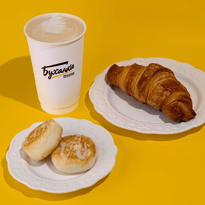 Капучино, сырники, круассан с заварным кремом в Буханка по цене 479 ₽