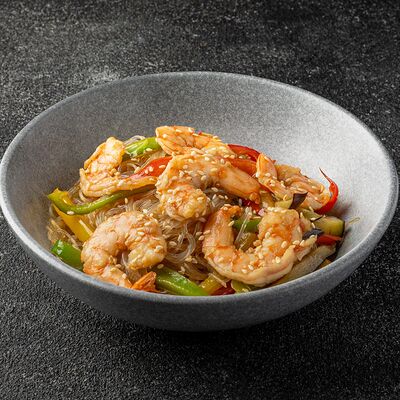 Лапша стеклянная фунчоза с креветками в Роллофф по цене 499 ₽