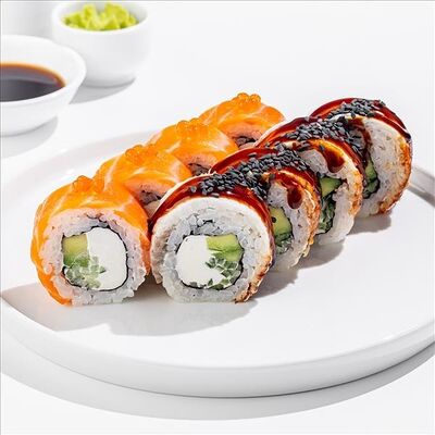 Филадельфия микс угорь-лосось в SeabasSushi по цене 1585 ₽