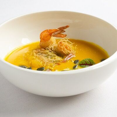Крем-суп из тыквы с горгонзолой и креветками в L'angolo Italiano по цене 25 р.