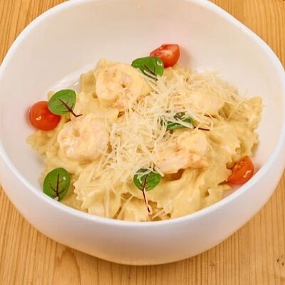 Паста мак энд чиз с креветками в 4 сыра по цене 580 ₽