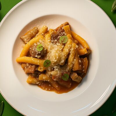 Пенне с телятиной и баклажанами в соусе неапалитано в Бистро Olive по цене 708 ₽