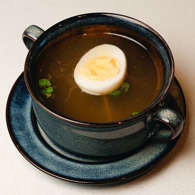 Куриный бульон с яйцом и зеленью в Ангария по цене 457 ₽