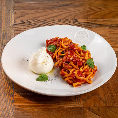 Лингвини аль помодоро с Бурратой в Сыроварня по цене 850 ₽
