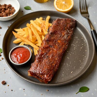 Рёбра BBQ с картофелем фри в В Питере пить по цене 1155 ₽