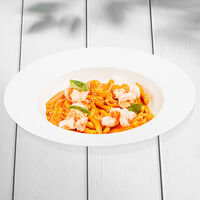 Казаречче с креветками фарфалле в сливочно-томатном соусе в Перчини