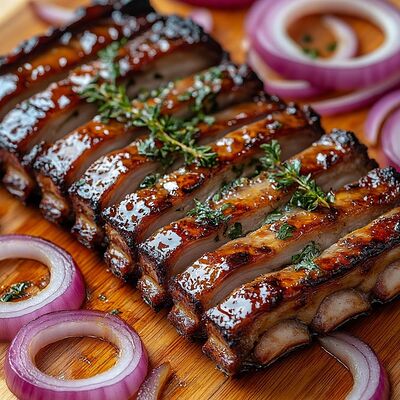 Свиные рёбра с маринованным луком в Gastrobar Лучшая еда с доставкой по городу по цене 780 ₽
