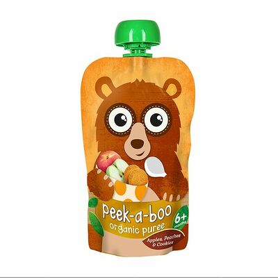 Пюре с яблоком, персиком и печеньем с 6 месяцев Peek-a-boo Испания в Азбука Вкуса Экспресс Меню по цене 142 ₽