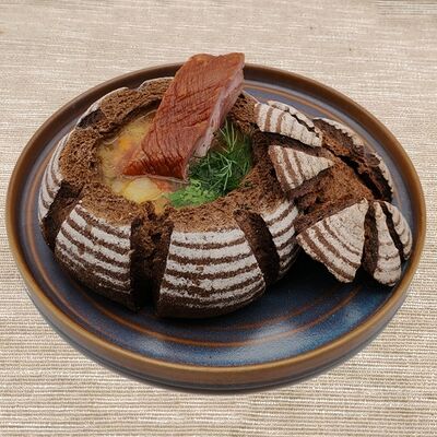 Суп гороховый с копченым ребром в Кафе-пекарня Susser по цене 430 ₽