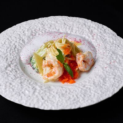 Паста с креветками и брокколи в сливочном соусе в Эндорфин по цене 760 ₽