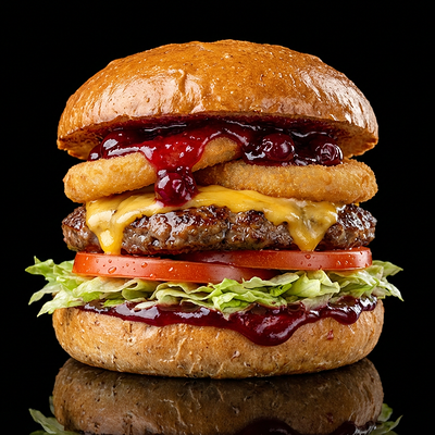 Бургер Пряная вишня (котлета на выбор) в Место Про Тесто по цене 545 ₽