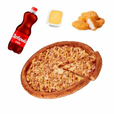 Сырный Цыпленок 25см, Соус сырный, Наггетсы, Добрый кола 0,5л в Велопицца по цене 999 ₽