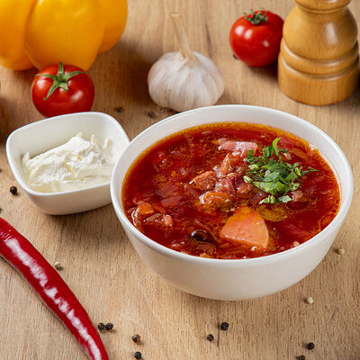 Борщ в Км-халяль по цене 320 ₽