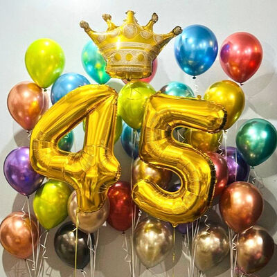 Фонтан из разноцветных шаров, Шар-цифра, Корона в Cosmo Сakery по цене 14300 ₽