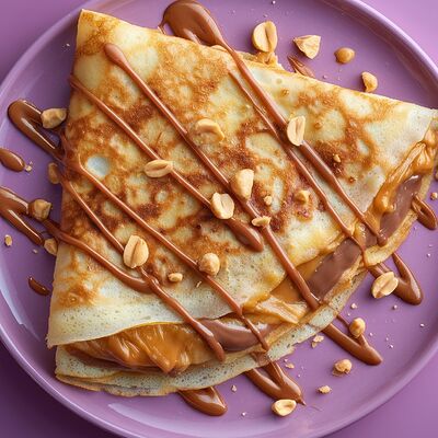 Блин Сникерс (с Нутеллой и арахисом) в Mистер Блин по цене 455 ₽