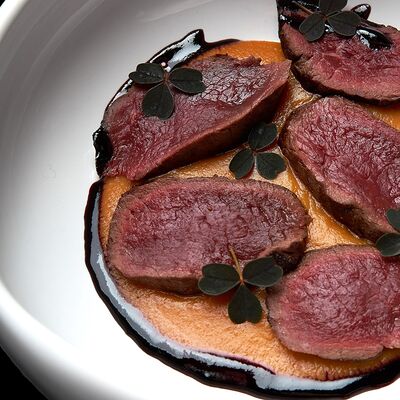 Оленина с кремом из батата и фруктов в Великий Goodwine по цене 1800 ₽