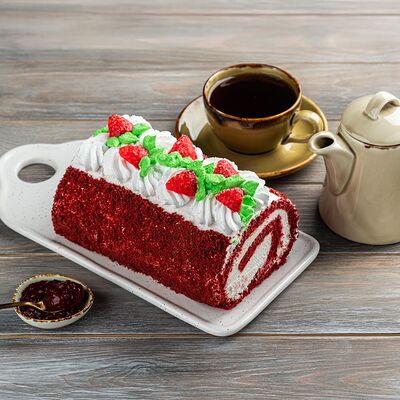 Рулет Красный бархат с малиной в Пышнотесто по цене 130 ₽