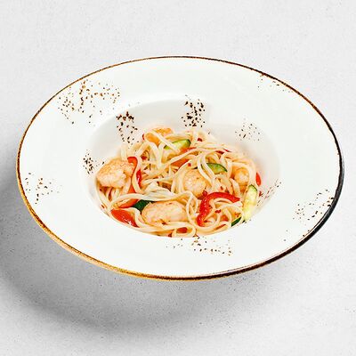 Удон с креветками и соусом сладкий чили в Пиццафабрика по цене 500 ₽