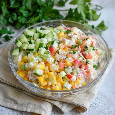 Салат крабовый с рисом в Море обедов по цене 110 ₽