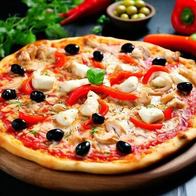 Пицца Афина в Одно мясо по цене 950 ₽