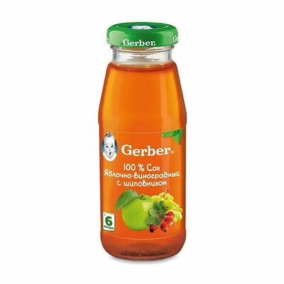 Сок Gerber яблоко, виноград, шиповник с 6 месяцев в Азбука Вкуса Экспресс Меню по цене 143 ₽