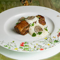 Лазанья из баклажанов с пеной из пармезана в Turandot