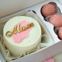 Бенто-торт Маме розовый с топпером и 3 картошки в The.cakes_spb