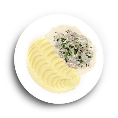 Фрикадельки куриные в грибном соусе с картофельным пюре в Prime по цене 379 ₽