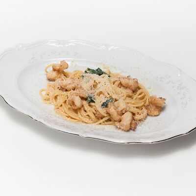 Спагетти с креветками в соусе том-ям в Ёлки по цене 932 ₽