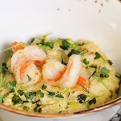 Каша пшенная с тигровыми креветками и пармезаном в ФедяДичь по цене 550 ₽