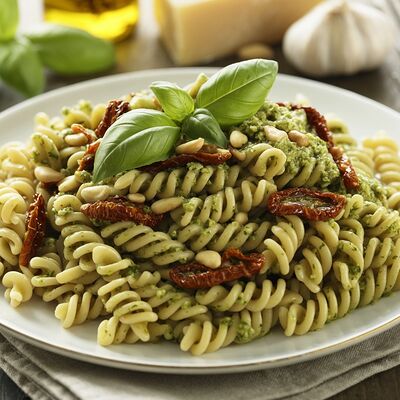 Фузилли с соусом песто и вялеными томатами в Фабрика-кухня ex. The Black Door по цене 21 р.